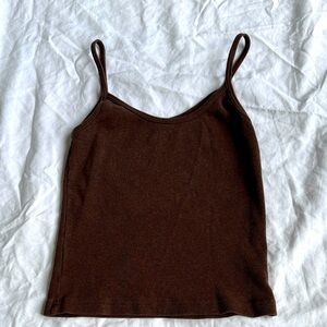 Brandy Melville Brown Ribbed Tank Top